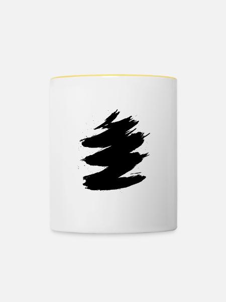 Pinselstriche - Tasse zweifarbig - Weiß/Gelb