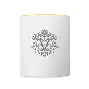 Blumen Mandala - Tasse zweifarbig - Weiß/Gelb - Vorne