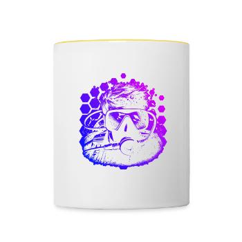 Taucher Tauchen Plongée Plongeur Plongée Libre - Mug contrasté - blanc/jaune - Devant