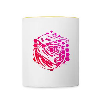 Mountainbiker MTB Radfahrer Mountainbike - Tasse zweifarbig - Weiß/Gelb - Vorne