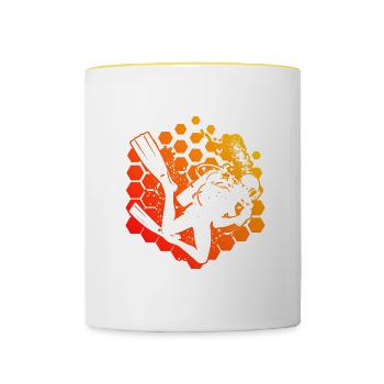 Scuba Diver Plongée Hommes Plongeur Femmes - Mug contrasté - blanc/jaune - Devant