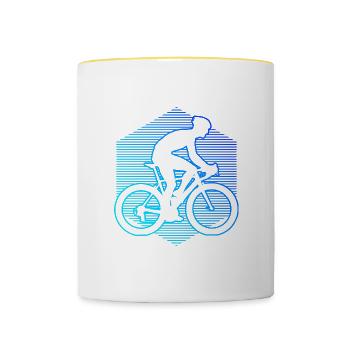 Vélo de route femme homme Cyclisme sur route Cyclisme sur route - Mug contrasté - blanc/jaune - Devant