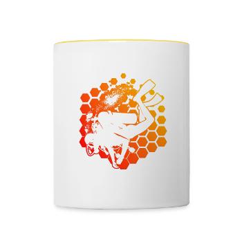 Plongeur Plongée sous-marine Scuba Diver Hommes - Mug contrasté - blanc/jaune - Devant