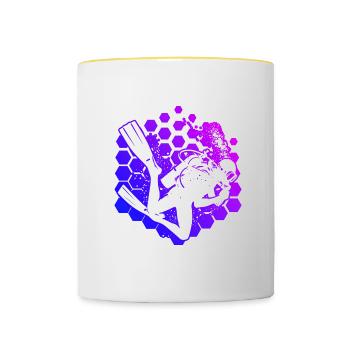 Plongeuse Femmes Plongeuse Plongeuse Plongée Libre - Mug contrasté - blanc/jaune - Devant