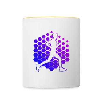 Jogging Homme Race Fitness Femme Cross Country R - Mug contrasté - blanc/jaune - Devant