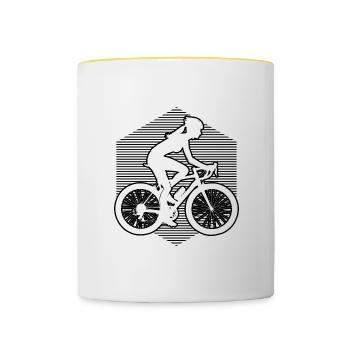 Women Cycling Bicycle Cycling Bike Mountain Bike - Contrasting Mug - white/yellow - Front