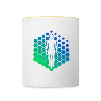Cycling Mountain Bike Cyclists Cycling - Contrasting Mug - white/yellow - Front