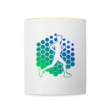 Course de fond Course à pied Jogging pour hommes - Mug contrasté - blanc/jaune - Devant