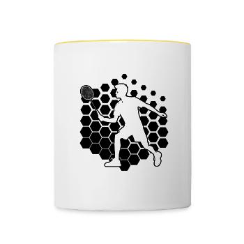Squash Badminton Player Badminton Women Badminton - Contrasting Mug - white/yellow - Front