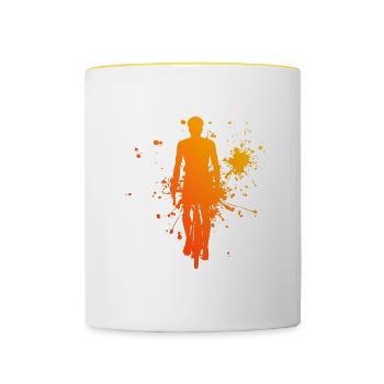 Vélo Hommes Cyclistes Cyclisme Vélo Femmes - Mug contrasté - blanc/jaune - Devant