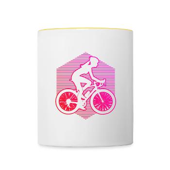 Velo Damen Bike Radfahrer Mtb Radfahren - Tasse zweifarbig - Weiß/Gelb - Vorne