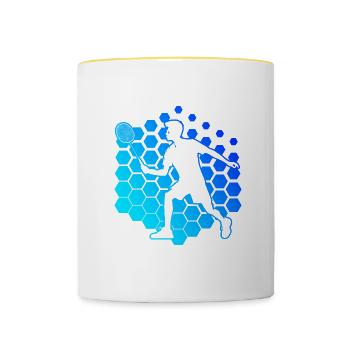 Damen Federball Squash Badmintonspieler Badminton - Tasse zweifarbig - Weiß/Gelb - Vorne