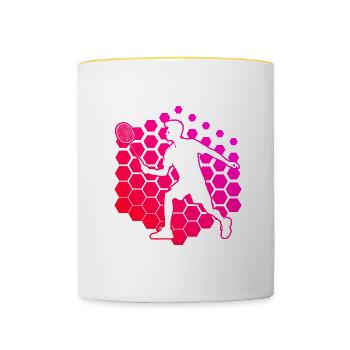 Federball Badmintonspieler Damen Squash Badminton - Tasse zweifarbig - Weiß/Gelb - Vorne