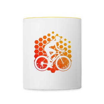 Fahrrad Fahrradfahren Mtb Radeln Bike - Tasse zweifarbig - Weiß/Gelb - Vorne