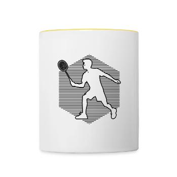 Badminton Badminton Joueurs de badminton Femmes - Mug contrasté - blanc/jaune - Devant