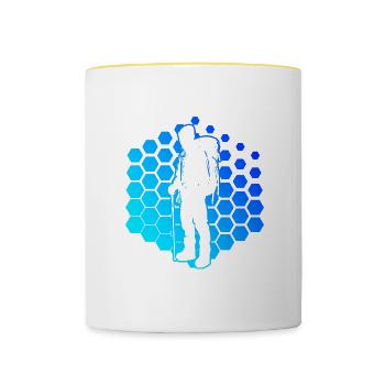 Escalade Femmes Grimpeur Hommes Bloc Bloc - Mug contrasté - blanc/jaune - Devant