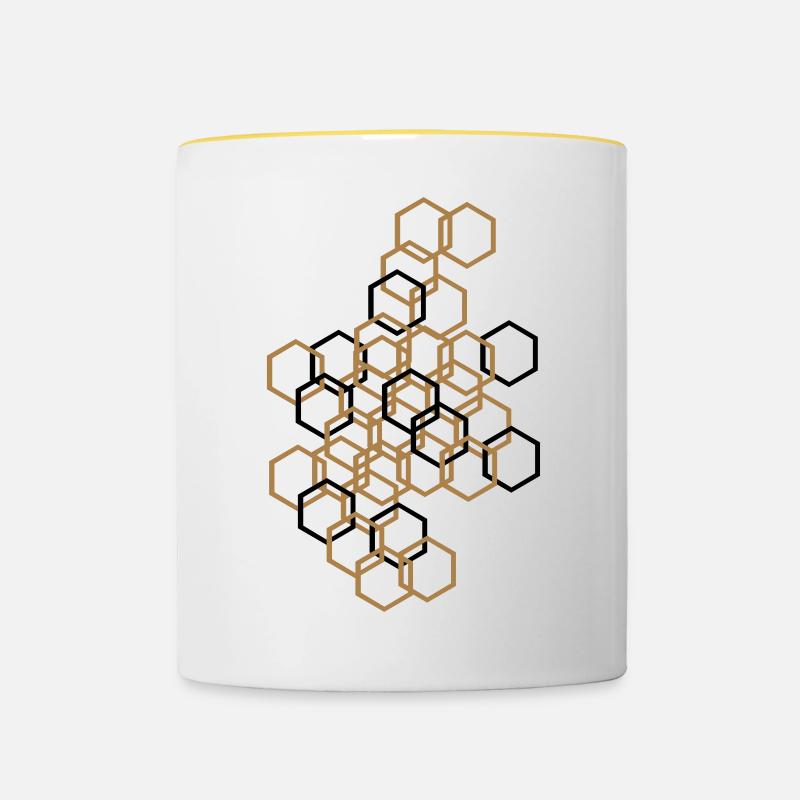 Modèle hexagone - Mug contrasté - blanc/jaune