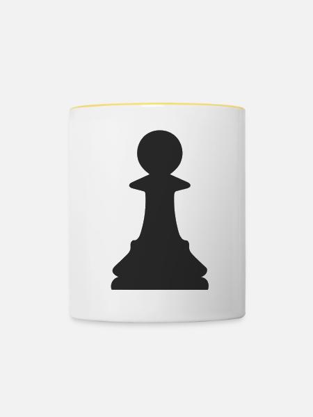 Schach-Chip - Tasse zweifarbig - Weiß/Gelb