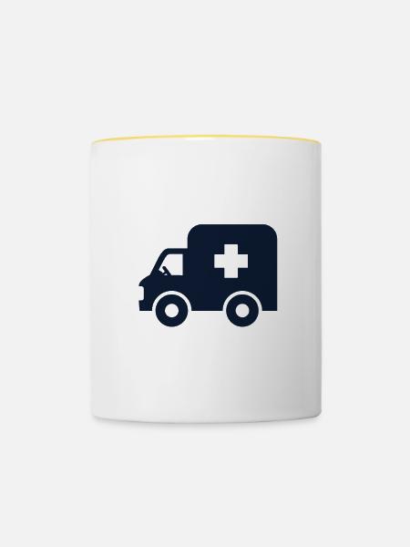 Krankenwagen - Tasse zweifarbig - Weiß/Gelb