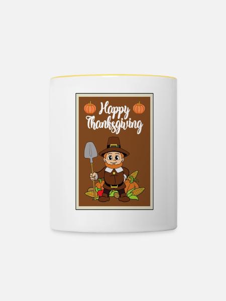 Thanksgiving Truthahn Pute Erntedankfest - Tasse zweifarbig - Weiß/Gelb