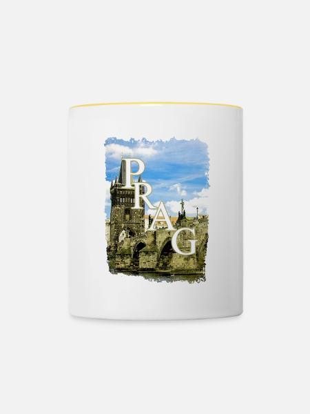 Prag - Tasse zweifarbig - Weiß/Gelb