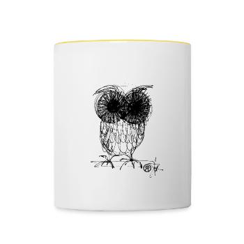 Hibou noir - Mug contrasté - blanc/jaune - Devant