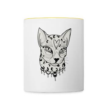 cat - Contrasting Mug - white/yellow - Front