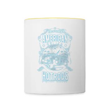 Hotrod Rennfahrer - Tasse zweifarbig - Weiß/Gelb - Vorne
