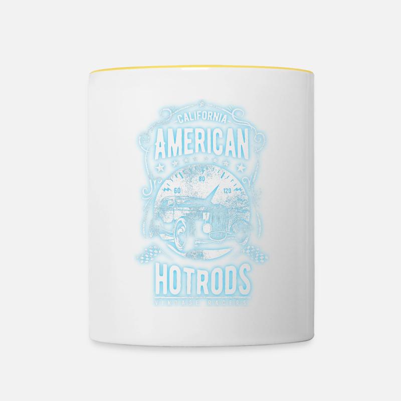 Hotrod coureur - Mug contrasté - blanc/jaune
