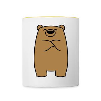 Schmollender Bär - Tasse zweifarbig - Weiß/Gelb - Vorne