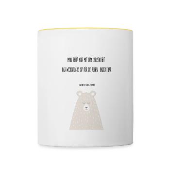 Man sieht nur mit dem Herzen gut... - Tasse zweifarbig - Weiß/Gelb - Vorne