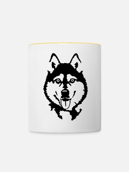 Husky - Tasse zweifarbig - Weiß/Gelb