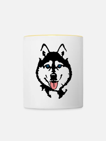 Husky - Tasse zweifarbig - Weiß/Gelb