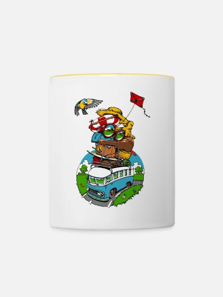 all around the world II - Tasse zweifarbig - Weiß/Gelb
