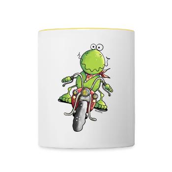 Biker Frosch - Tasse zweifarbig - Weiß/Gelb - Vorne