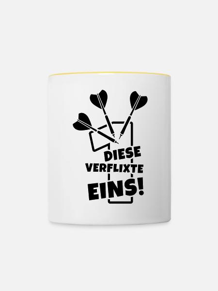 dartpfeile dartsport humor - Tasse zweifarbig - Weiß/Gelb