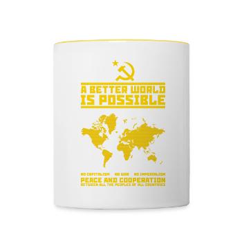 A better (communist) world - Contrasting Mug - white/yellow - Front