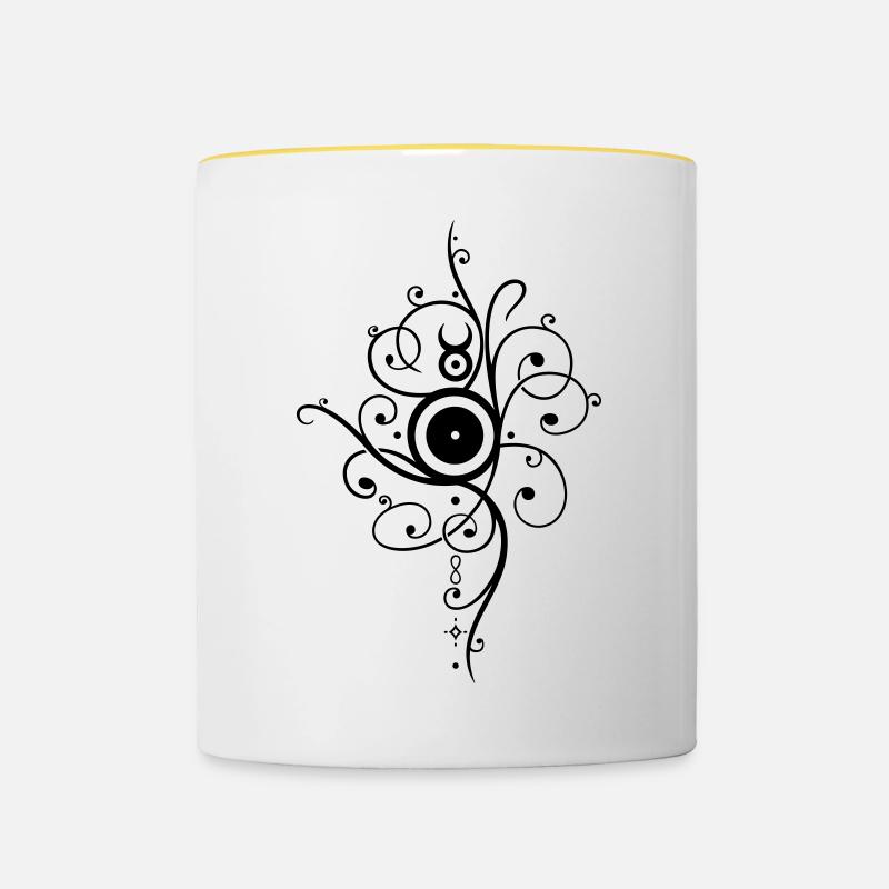 Sonne Tattoo - Tasse zweifarbig - Weiß/Gelb