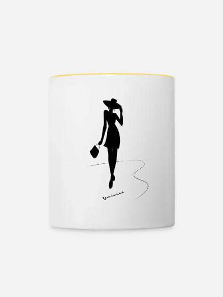 Frau Feminin - Tasse zweifarbig - Weiß/Gelb