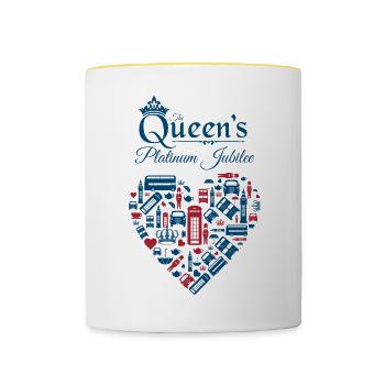 Britisches Königin-Monarchie-Platin-Jubiläum - Tasse zweifarbig - Weiß/Gelb - Vorne
