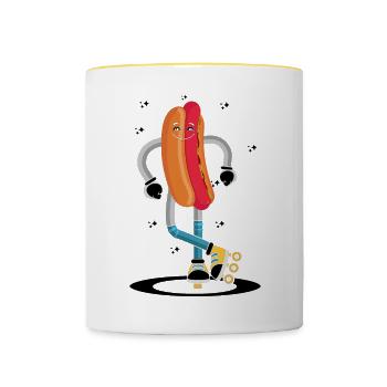Rollerskaten Rollerskater Patinage Hot Dog Frites - Mug contrasté - blanc/jaune - Devant