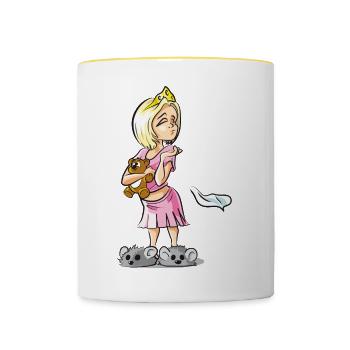 Kleine Prinzessin Zicke mit Teddy Comic - Tasse zweifarbig - Weiß/Gelb - Vorne