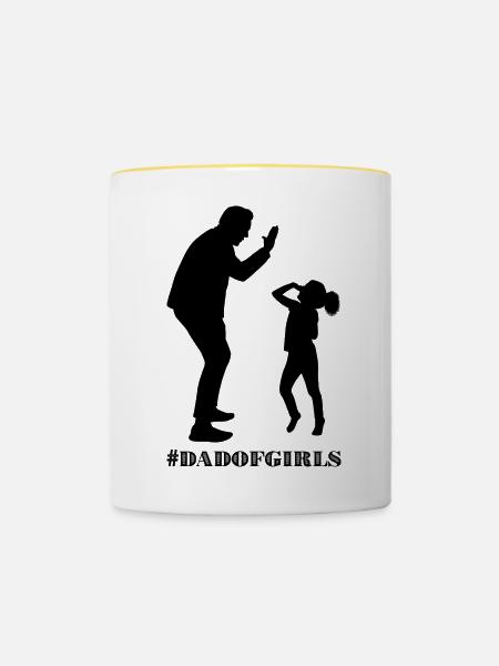 Vater von Mädchen - Tasse zweifarbig - Weiß/Gelb