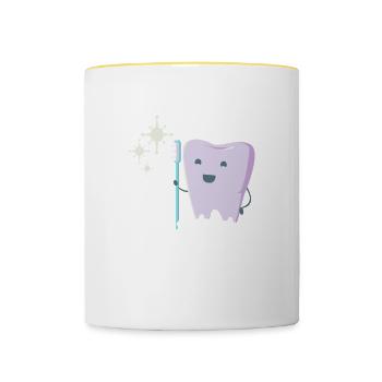 Dentiste Dentiste Brosse à dents Enfants Bébé Cadeau - Mug contrasté - blanc/jaune - Devant