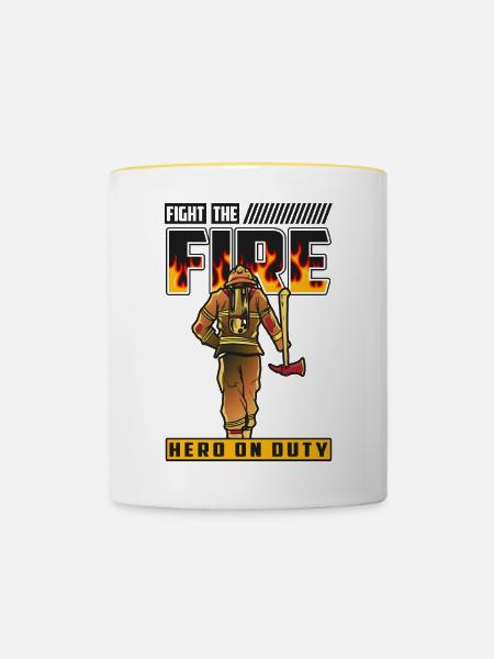 Feuerwehrmann - Tasse zweifarbig - Weiß/Gelb