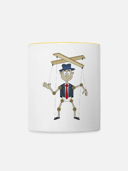 Eine lustige Puppe - Tasse zweifarbig - Weiß/Gelb