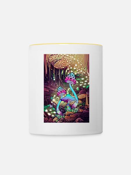 Magic Mushroom Landscape artwork - Tasse zweifarbig - Weiß/Gelb