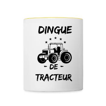 Dingue de tracteur - Mug contrasté - blanc/jaune - Devant