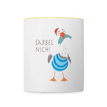 Sabbel nich Norddeutsch Plattdeutsch - Tasse zweifarbig - Weiß/Gelb - Vorne
