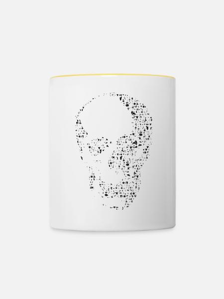 Schädel - Tasse zweifarbig - Weiß/Gelb